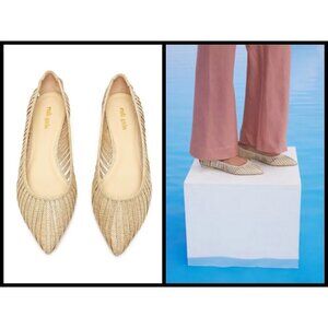 💕CULT GAIA💕 Leena Point Toe Woven Raffia Cage Flats ~ Natural US 10 EU 40 NWT